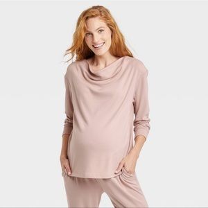 NWT Rib-Knit Match Back Maternity Sweatshirt -
Isabel Maternity Taupe Size  XS